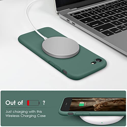 DTTOCASE - Funda para iPhone SE 2022/2020, iPhone 8, iPhone 7, funda de silicona líquida para iPhone SE 8 7 de 4.7 pulgadas, colorida y suave funda protectora para niñas y mujeres, color verde medianoche