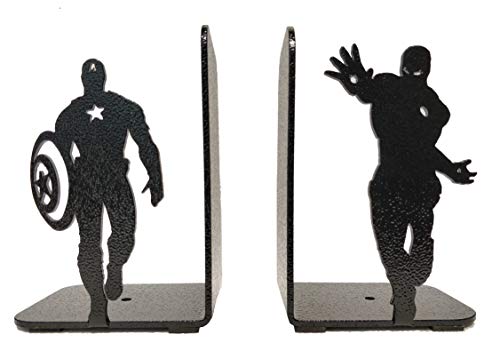 HeavenlyKraft Superheros - Sujetalibros decorativos de metal, antideslizante, tapa para libros para decoración del hogar, oficina, estanterías, 5.9 x 3.9 x 3.14 pulgadas por pieza