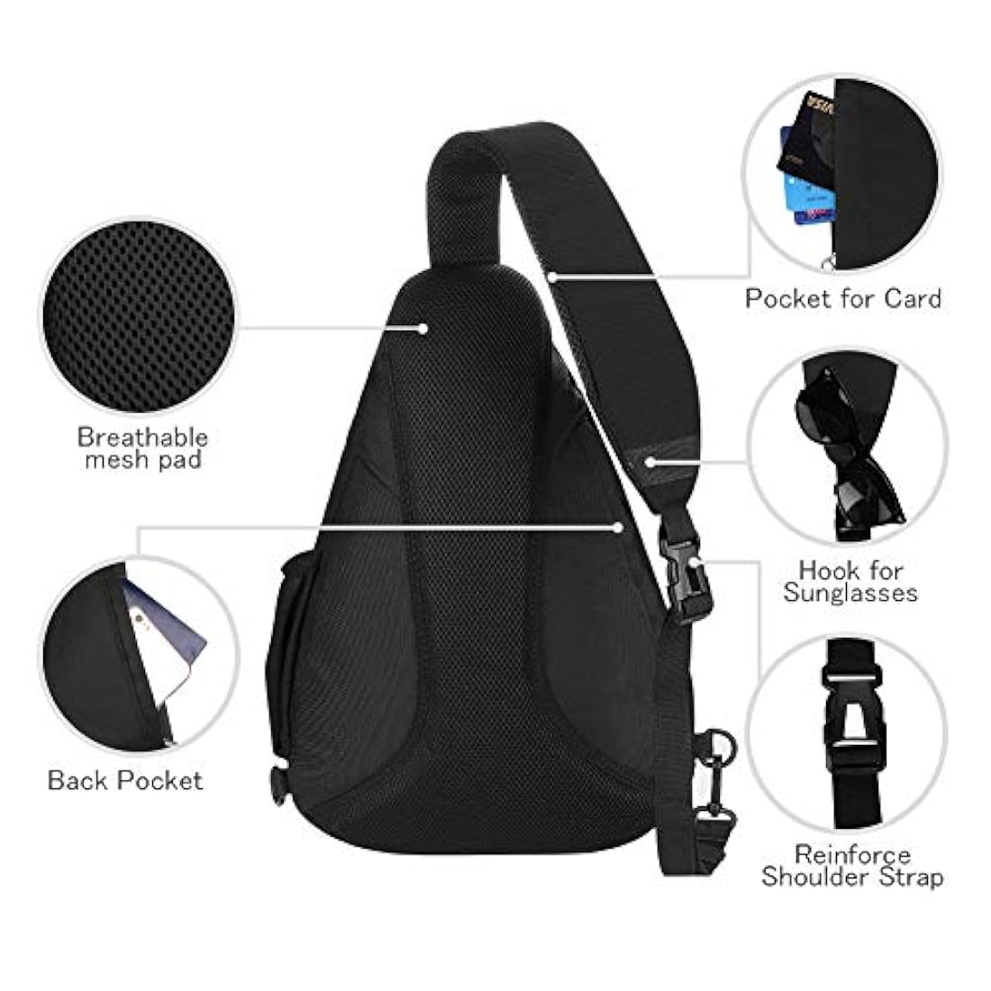 Bolso bandolero de lona unisex color negro. WATERFLY