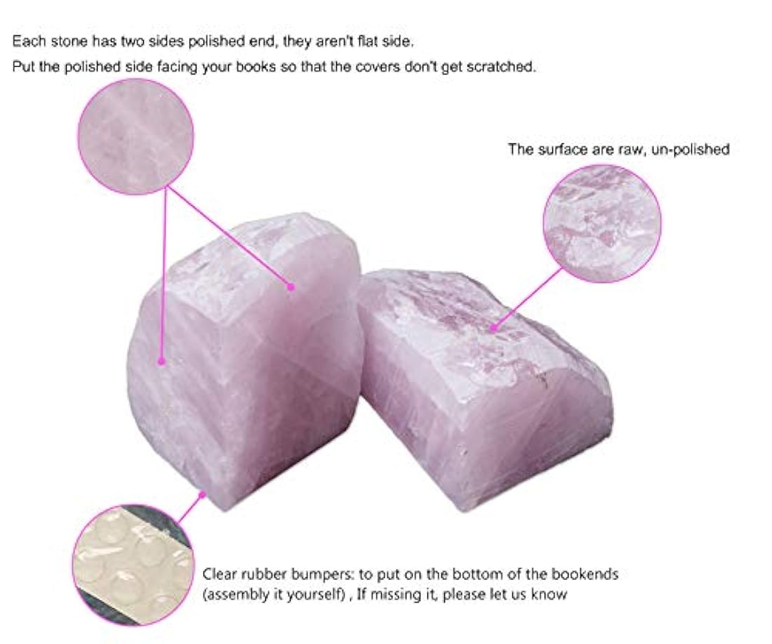 1 par de sujetalibros de piedra de cristal natural