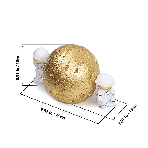 Banllis Sujetalibros decorativos con extremo de libro resistente, extremo de libro decorativo para estantes, oficina, hogar, astronauta, luna, soporte de libros pesado, dorado, idea de regalo para niños