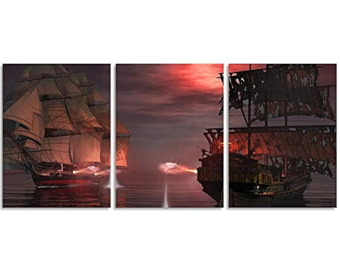 Lienzo pirata de 3 paneles con diseño de pirata pirata