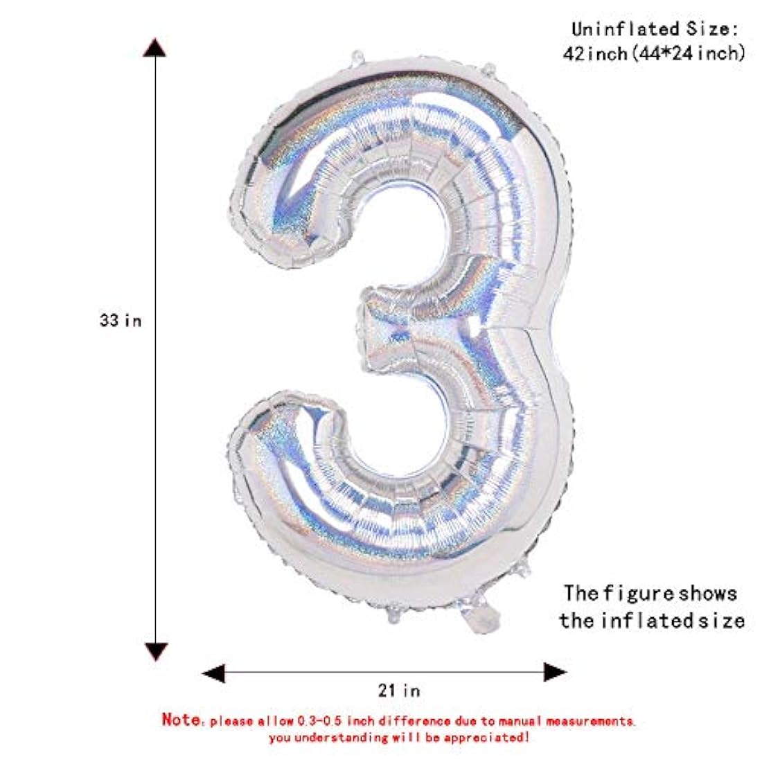 Láser de plata 3 globos, 40 pulgadas de papel de aluminio