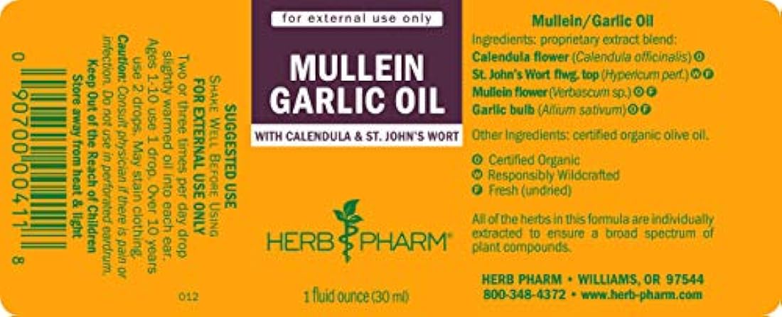 Herb Pharm Mullein aceite de hierbas de ajo – 1 onza