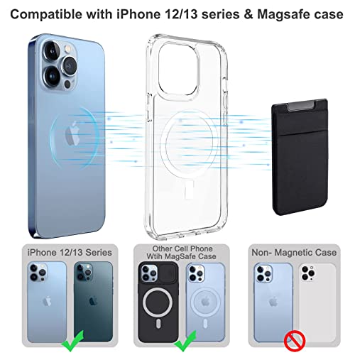 Cartera magnética compatible con iPhone 13 Pro Max/13 Pro/13/13 Mini, doble tela elástica con bolsillos para tarjetas para iPhone 12 Pro Max Mini, color negro