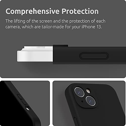 SURPHY Funda de silicona compatible con iPhone 13 (6.1 pulgadas 2021), con protección para cámara, funda de silicona líquida con forro de microfibra (negro)