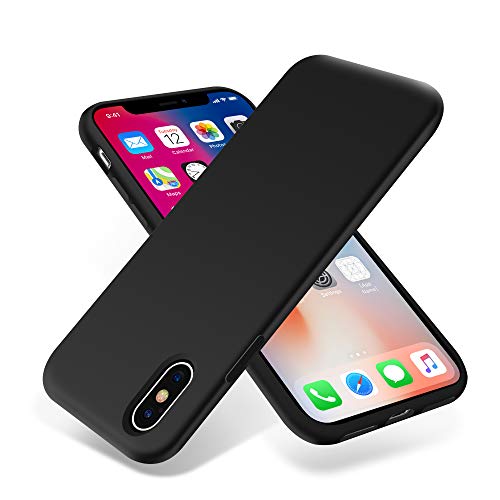 OTOFLY - Funda protectora de goma de silicona suave de alta calidad, compatible con Apple iPhone X (solamente), color negro
