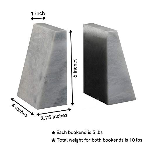 Sujetalibros de mármol pulido natural con forma de cuña