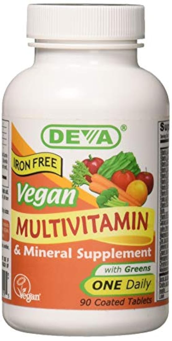 Deva Vegan Multivitamina y suplemento mineral sin hierro – 90 tabletas