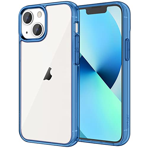 JETech - Funda compatible con iPhone 13 de 15,5 cm, a prueba de golpes, con parte trasera transparente, antiarañazos (azul)