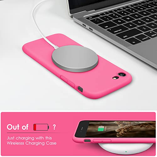 DTTOCASE - Funda para iPhone SE 2022/2020, iPhone 8, iPhone 7, funda de silicona líquida para iPhone SE 8 7 de 4.7 pulgadas, funda protectora suave y sedosa colorida para niñas y mujeres, color rojo rosa
