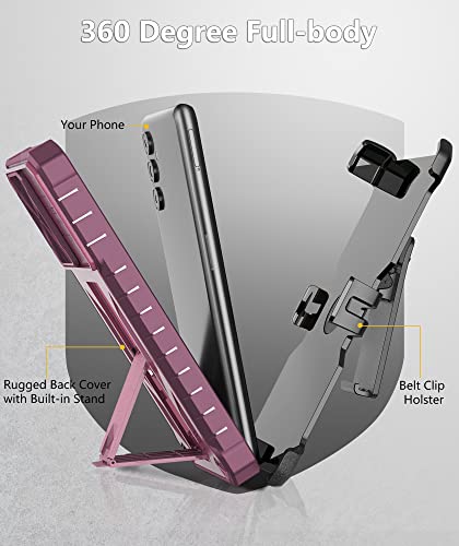 Funda para Samsung Galaxy A13 5G: funda protectora resistente para teléfono celular A13 5G con soporte de clip y deslizante, diseño mate a prueba de golpes, protección resistente a caídas de grado militar, color rosa