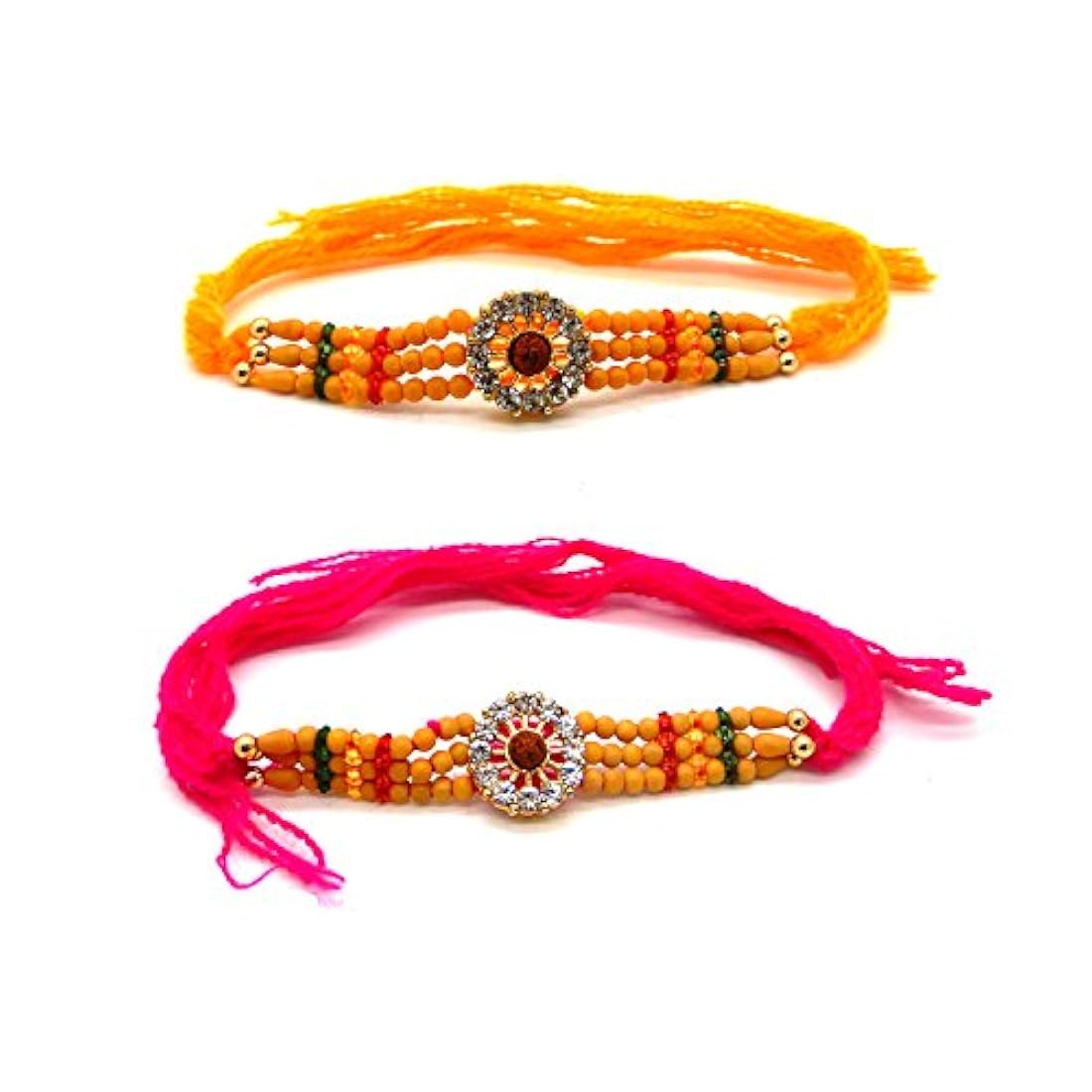 Set de dos Rakhi, piedra con hilo Rudraksha-IndiaBigShop