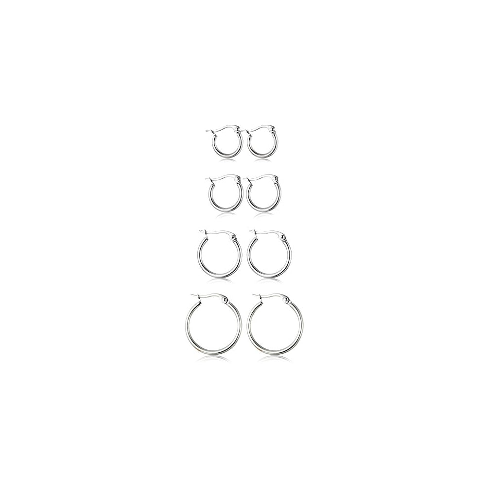 Aretes de argollas de acero inoxidable para mujer