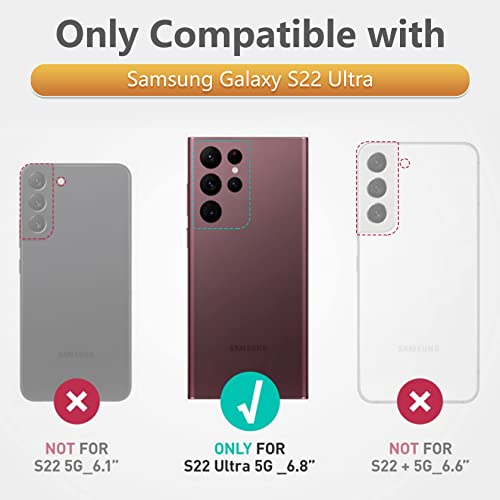 Funda para Samsung Galaxy S22 Ultra: protección de grado militar a prueba de caídas, resistente protección S22 Note 5G con soporte y deslizante, TPU a prueba de golpes, diseño híbrido con textura mate