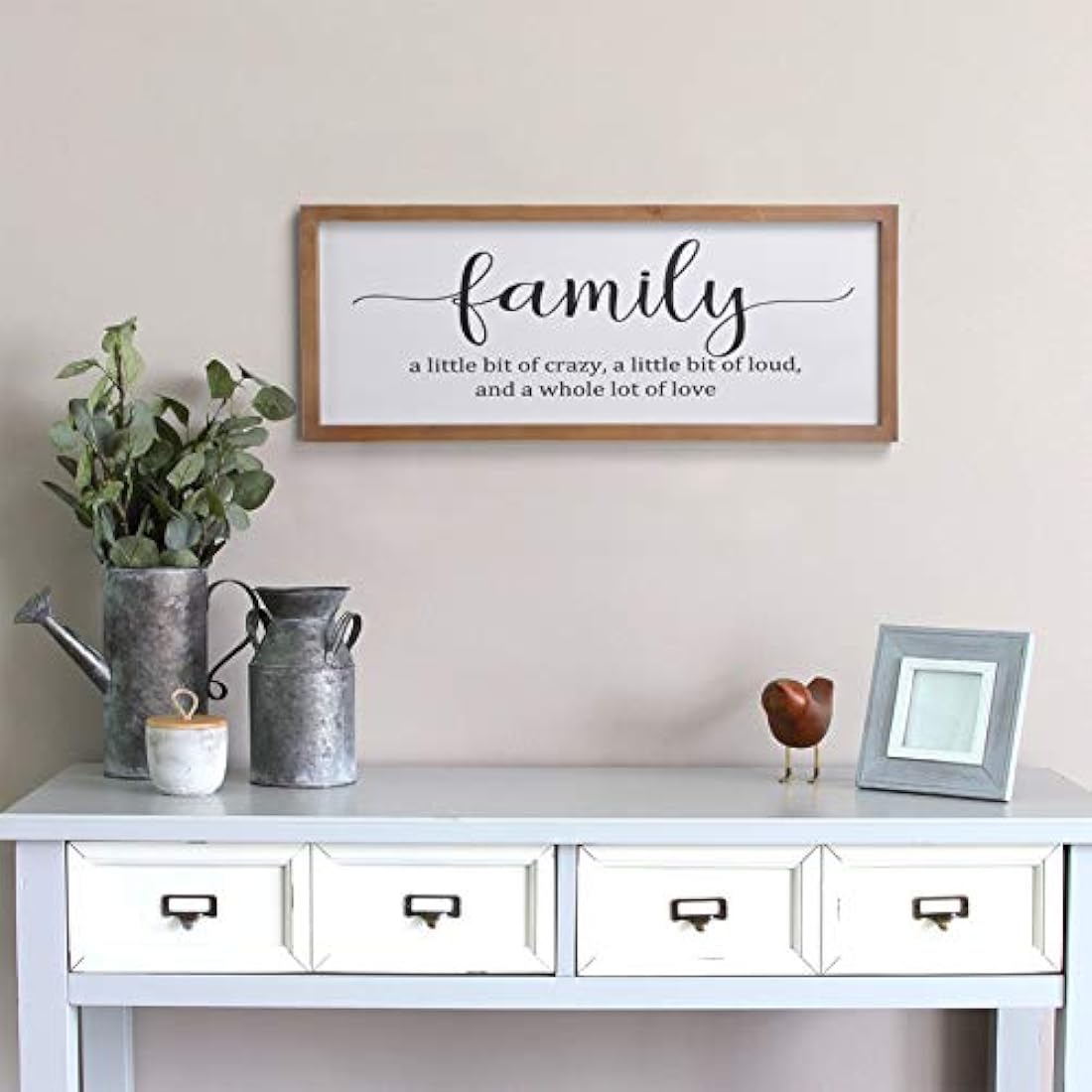 Portarretratos de madera color marrón de 19,7 x 7,9 in.