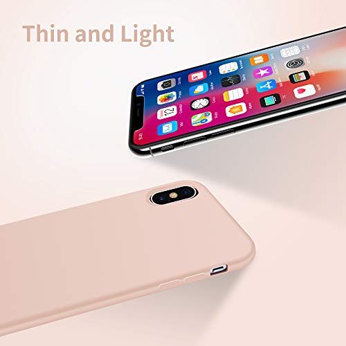 OTOFLY Funda para iPhone XS/iPhone X, ultra delgada, funda de gel de silicona líquida con protección completa antiarañazos, a prueba de golpes, compatible con iPhone X/XS, rosa