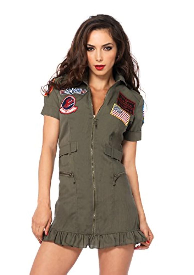 Disfraz militar de Top Gun con cremallera frontal para mujer