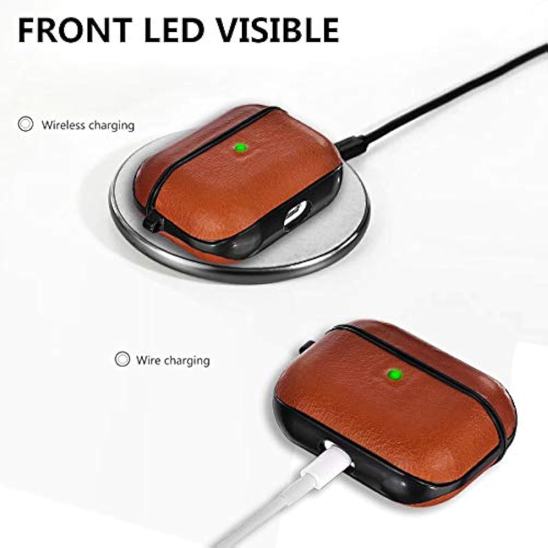 V-MORO - Funda de piel compatible con Airpods Pro Marrón