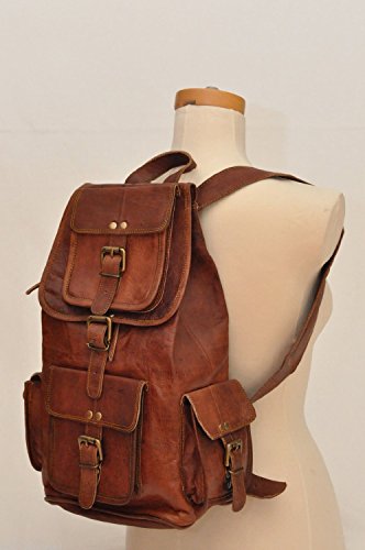 Mochila retro de cuero genuino Mochila Mochila universitaria