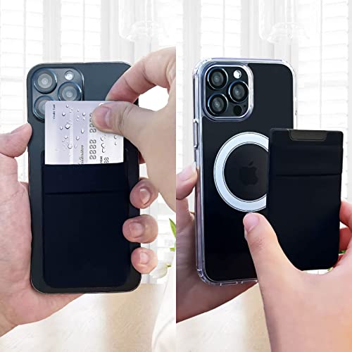 Cartera magnética compatible con iPhone 13 Pro Max/13 Pro/13/13 Mini, doble tela elástica con bolsillos para tarjetas para iPhone 12 Pro Max Mini, color negro