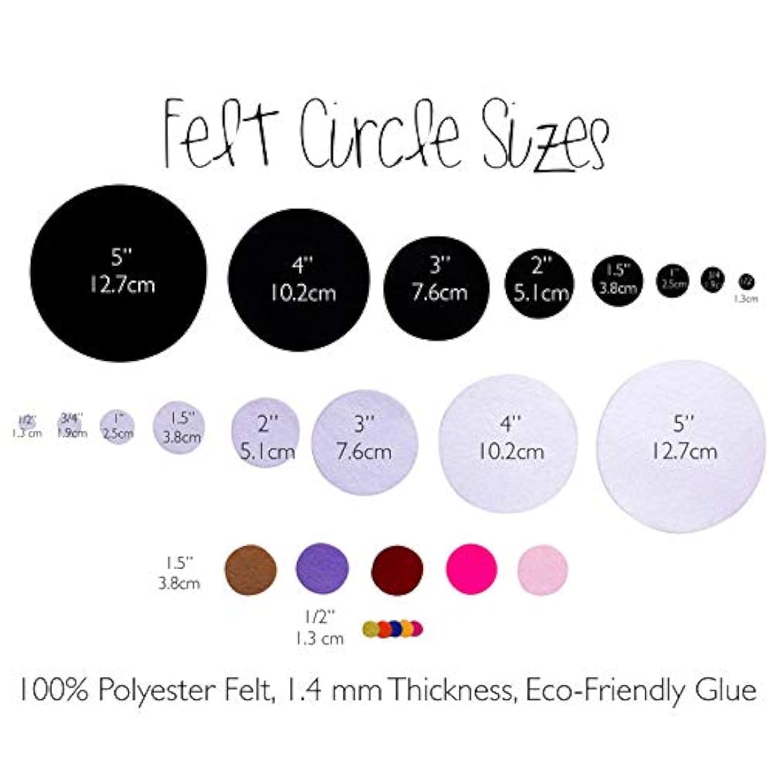 Púrpura fieltro calcomanía Círculos; Paquete de 48, 1.5