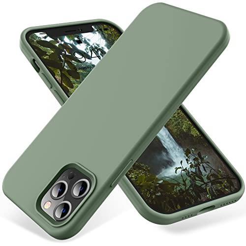 OTOFLY Funda diseñada para iPhone 12 Pro Max, serie sedosa y suave al tacto; funda protectora de goma de silicona líquida de alta calidad para iPhone 12 Pro Max de 6.7 pulgadas, color verde calke