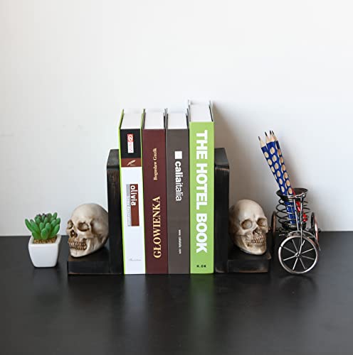 OwlGift Sujetalibros decorativos de calavera de Halloween