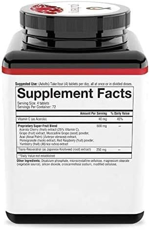 Suplemento Resveratrol con Acerola 290 unidades (1 botella)