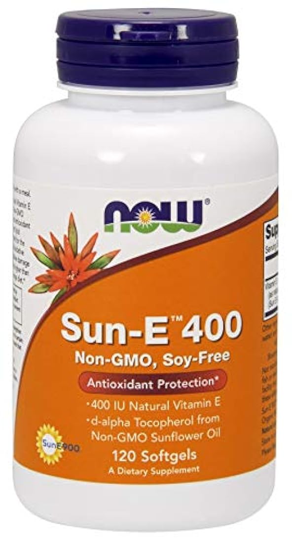 Suplementos AHORA, Sun-E 400 IU con d-alpha tocoferol de aceite de girasol sin OMG, 120 cápsulas blandas