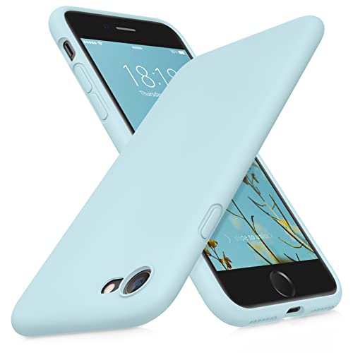DTTOCASE - Funda para iPhone SE 2022/2020, iPhone 8, iPhone 7, funda de silicona líquida para iPhone SE 8 7 de 4.7 pulgadas, funda protectora colorida suave y sedosa para niñas y mujeres, azul hielo