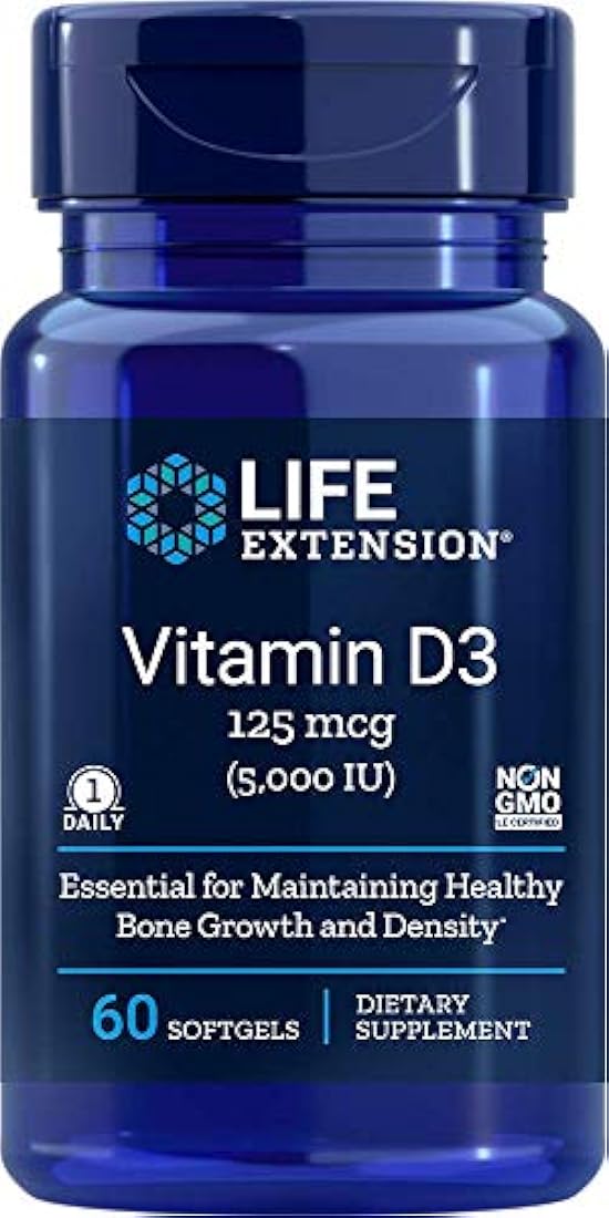 Vitamina D3, 5000 UI, 60 cápsulas blandas, 01713, 5000 UI