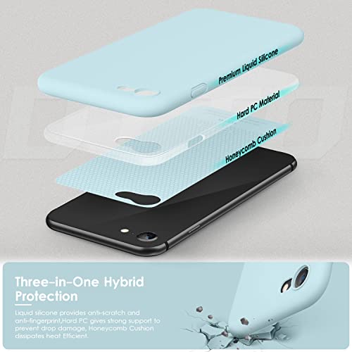 DTTOCASE - Funda para iPhone SE 2022/2020, iPhone 8, iPhone 7, funda de silicona líquida para iPhone SE 8 7 de 4.7 pulgadas, funda protectora colorida suave y sedosa para niñas y mujeres, azul hielo