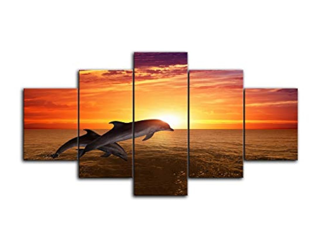Lienzo decorativo con diseño de delfín al atardecer