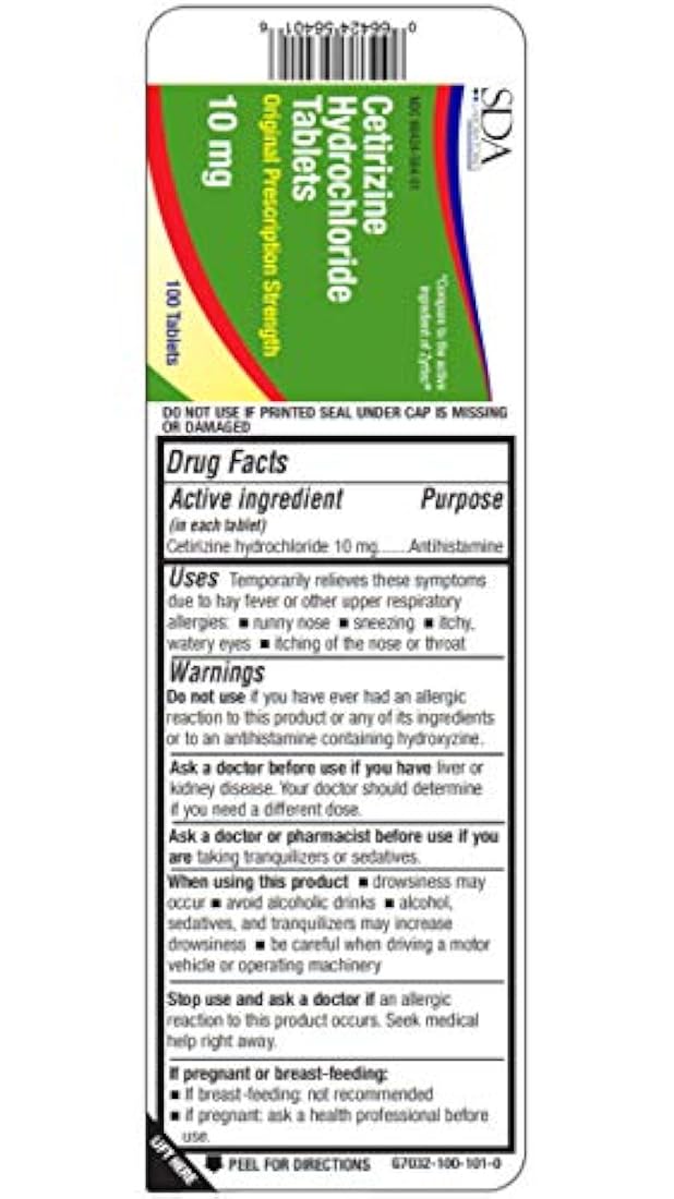 CETIRIZINE 0.00035 oz Tab 100, paquete de de 1