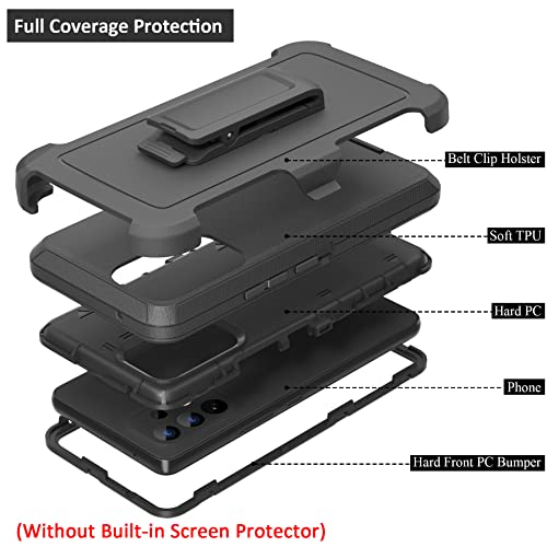 Funda compatible con Samsung Galaxy A53 5G, con clip para cinturón, resistente, resistente a los golpes, protección completa con función atril, funda para teléfono Samsung Galaxy A53 5G (negro)