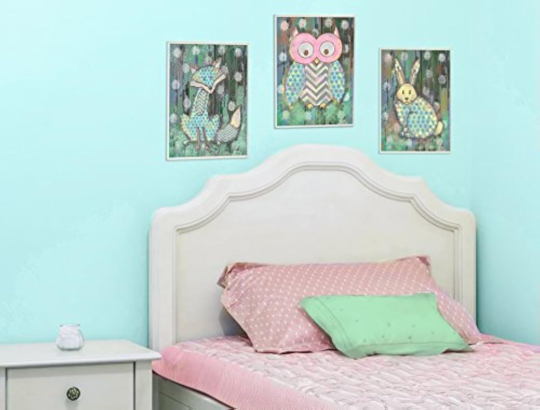 Placa de pared Lienzo decorativo búho del bosque envejecido