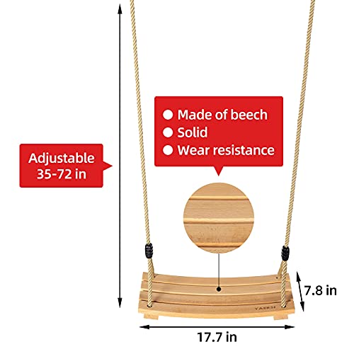 Columpios de árbol de madera para adultos y niños con cuerda ajustable, juego de columpio de madera de carga de 220 libras para interiores y exteriores