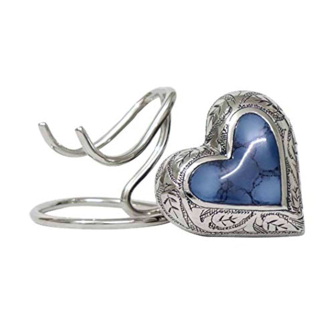 Urna pequeña con forma de corazón azul