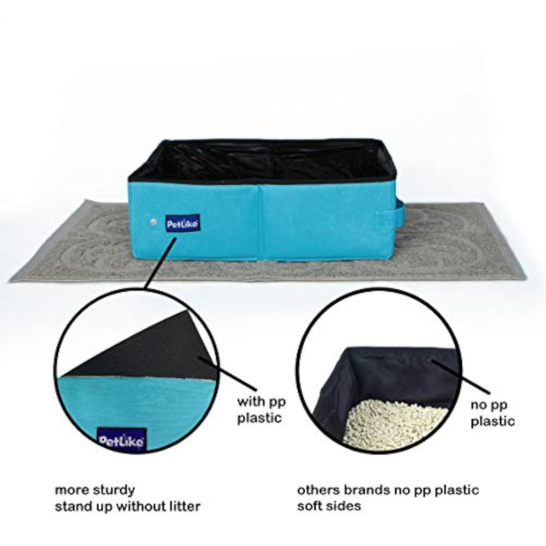 PetLike - Caja de arena de viaje para gatos, plegable y portátil