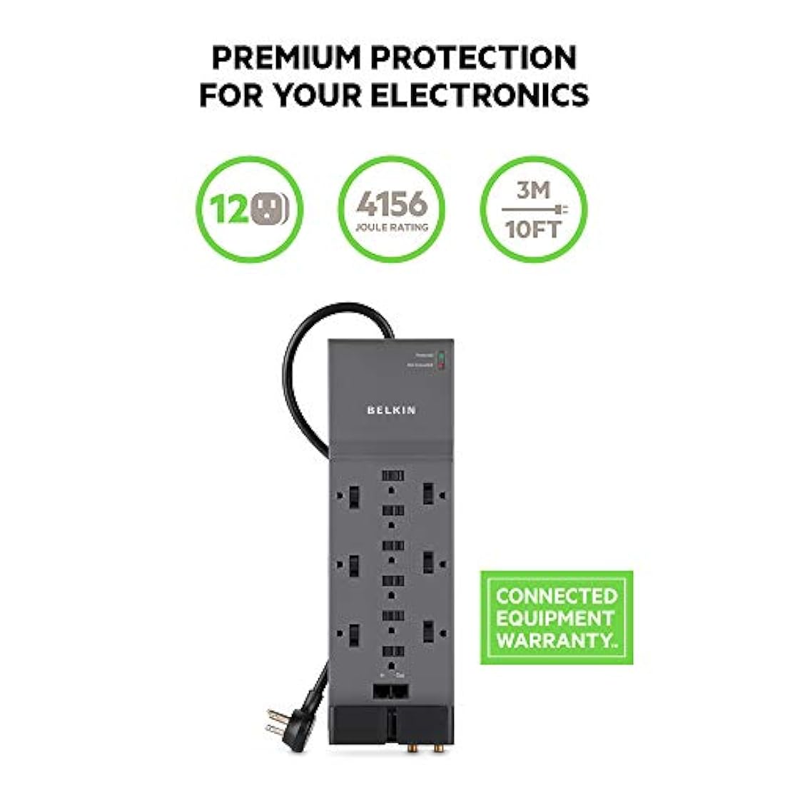 Belkin, protector contra sobretensiones 12 salidas en Negro