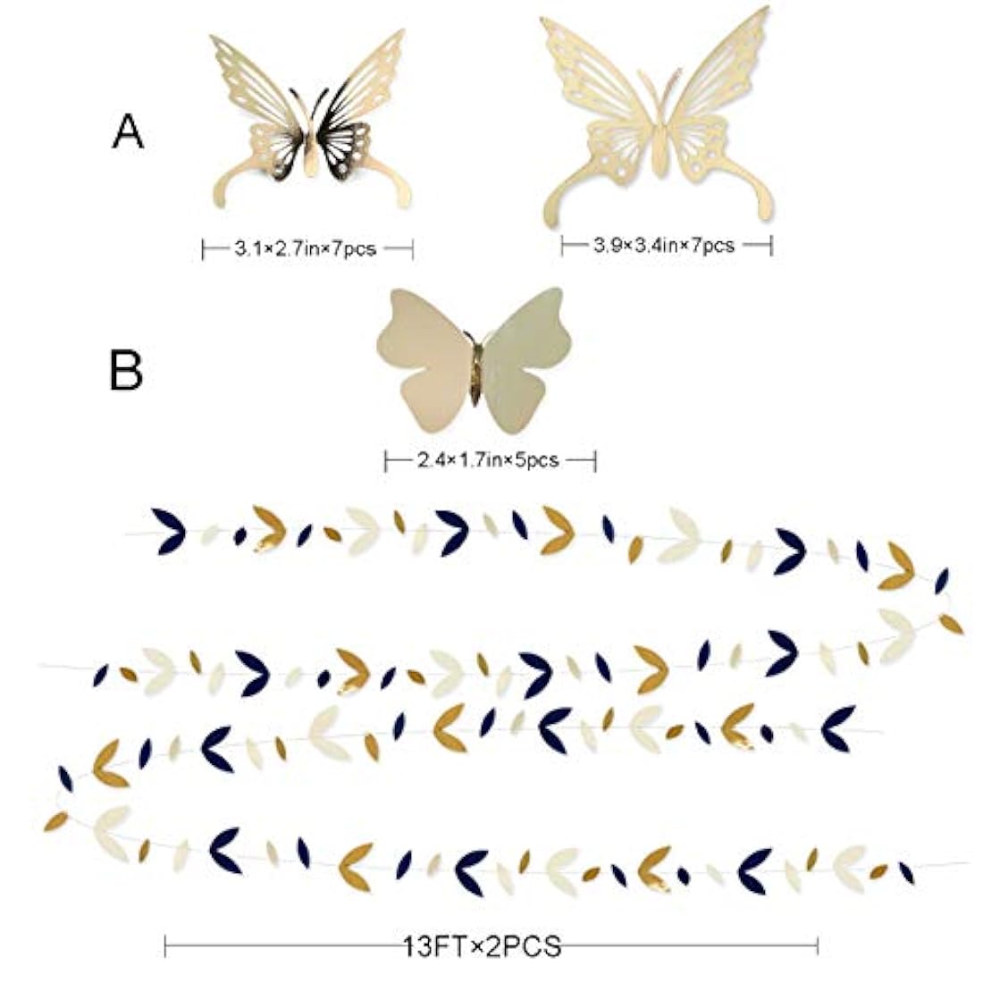 Kit de decoración de fiesta azul marino y dorado, faroleras