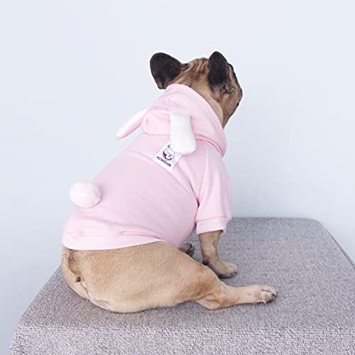 iChoue - Disfraz de conejito para perro, para el día de Halloween, otoño, suéter lindo y divertido para clima frío, abrigos de invierno, sudaderas con capucha, ropa pequeña y mediana para cachorros Bulldog francés, Pug, Pitbull y Corgi, talla L Plus