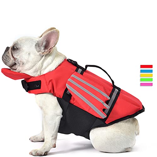Chaleco salvavidas para perro, chaleco salvavidas para mascotas, salvavidas flotador para perros, traje de baño con asa para natación, piscina, playa, canotaje, para cachorros pequeños, medianos y grandes perros