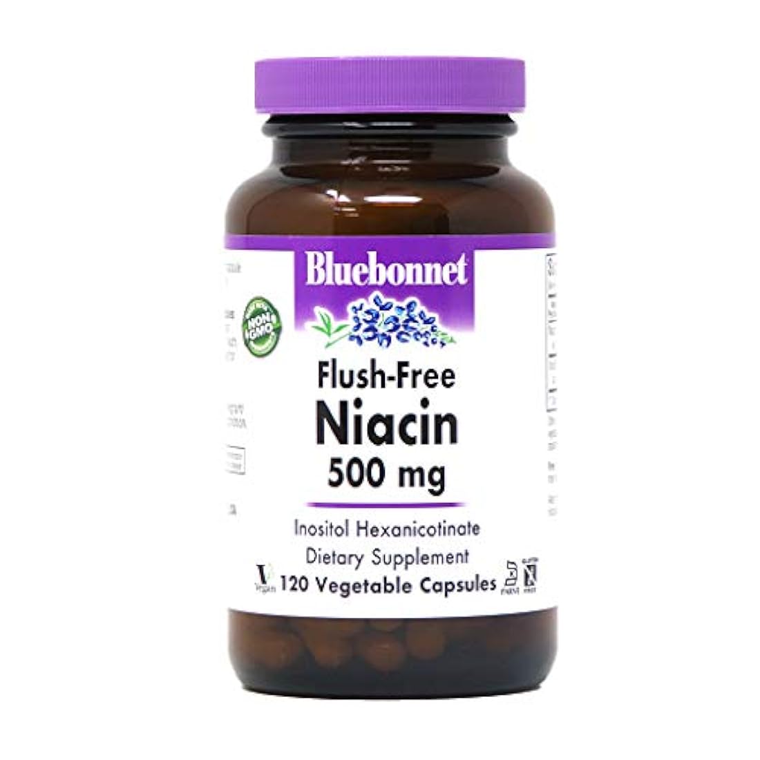 Bluebonnet Niacina sin enjuague 500 mg cápsulas vegetales, 120 unidades