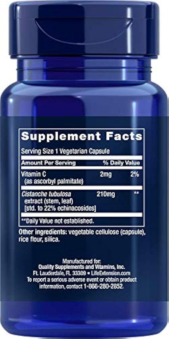Life Extension Standardized Cistanche 30 Vegetarian Capsules