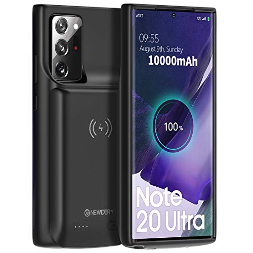 NEWDERY Funda para Galaxy Note 20 Ultra con batería de 10000 mAh, carga rápida y Qi inalámbrica y Android Auto y compatible con Samsung Dex, funda de cargador de respaldo extendida para Galaxy Note 20 Ultra 5G (6.9 pulgadas)