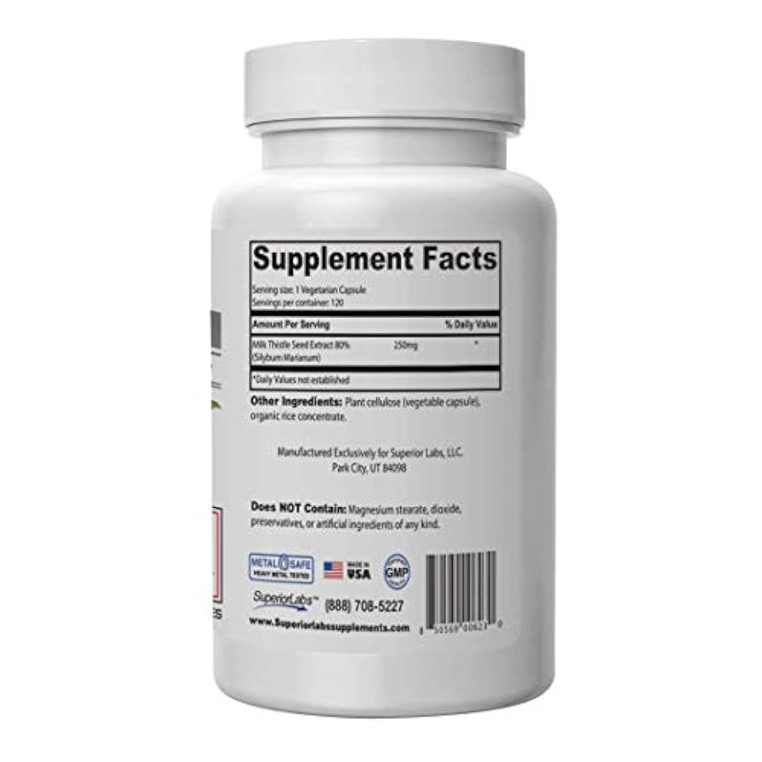 120 Comprimidos de cardo mariano, 0,5 libras, de Superior