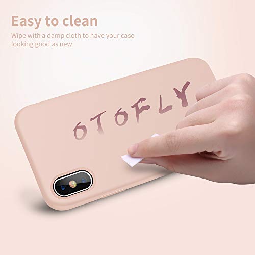 OTOFLY Funda para iPhone XS/iPhone X, ultra delgada, funda de gel de silicona líquida con protección completa antiarañazos, a prueba de golpes, compatible con iPhone X/XS, rosa