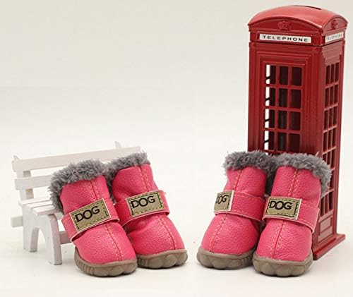 PIHAPPY - Botas de invierno para perros pequeños, antideslizantes, suaves, suela antideslizante, protectores para patas de cachorros, 4 unidades